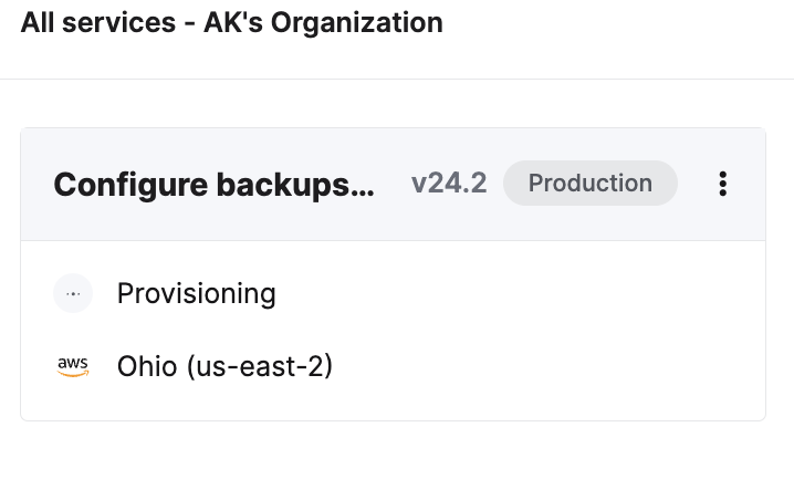 Provisioning service in progress - Zoomed